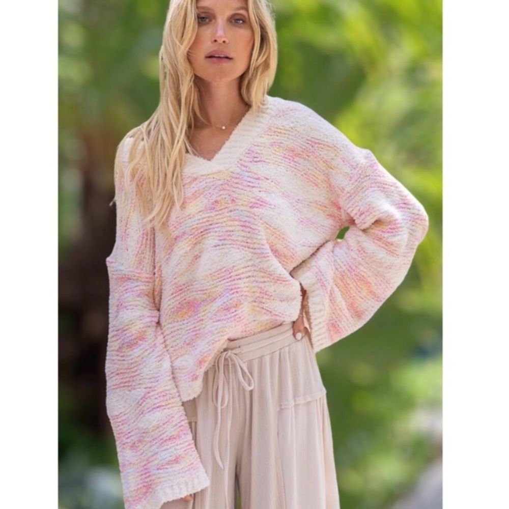 POL CREAM MARBLED V-NECK SWEATER - Picture 5 of 7